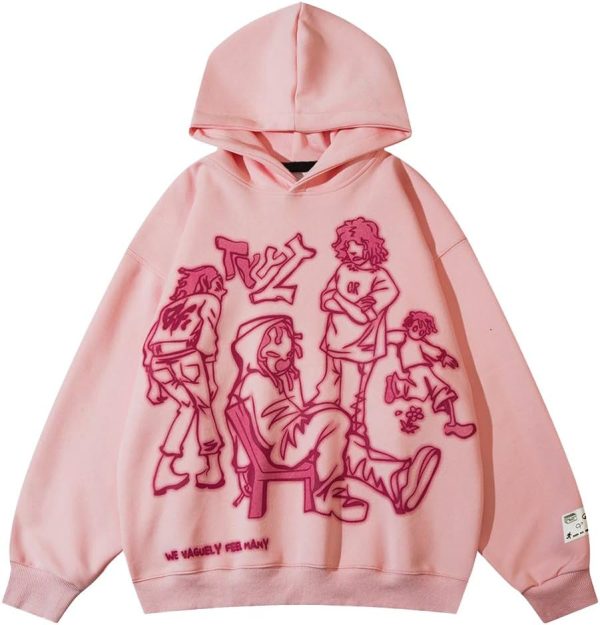 Mens Graphic Oversized Hoodie Print Streetwear Casual hoodies y2k Hooded Sweatshirt