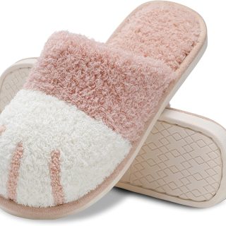 Women's Cat Paw Cozy Slippers Warm Gifts for Women Men with Memory Foam Trendy Cute Fuzzy Winter House Shoes Indoor Outdoor