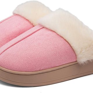 Women's Fuzzy Memory Foam Slippers Comfy Winter Soft Slip On House Slippers Bedroom Shoes with Warm Plush Lining and Indoor Outdoor Soles