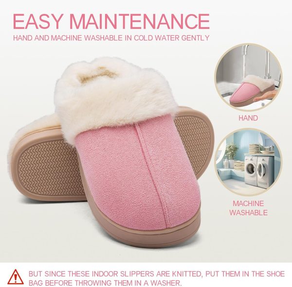 Women's Fuzzy Memory Foam Slippers Comfy Winter Soft Slip On House Slippers Bedroom Shoes with Warm Plush Lining and Indoor Outdoor Soles - Image 4