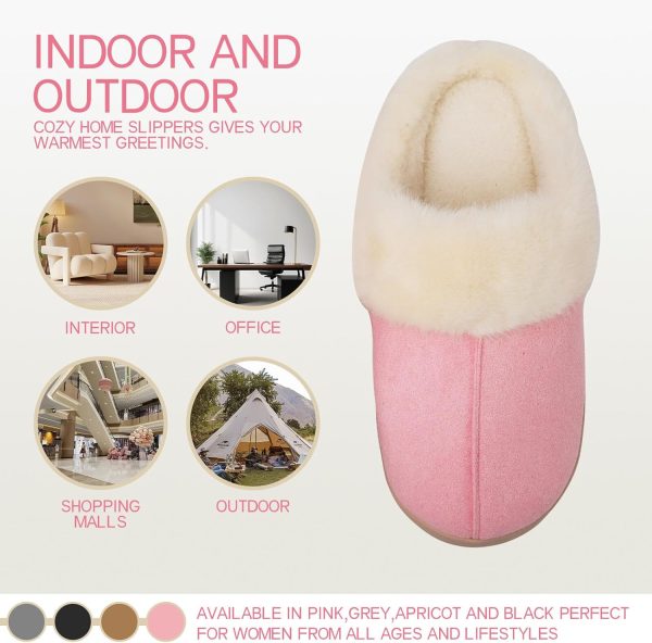 Women's Fuzzy Memory Foam Slippers Comfy Winter Soft Slip On House Slippers Bedroom Shoes with Warm Plush Lining and Indoor Outdoor Soles - Image 5