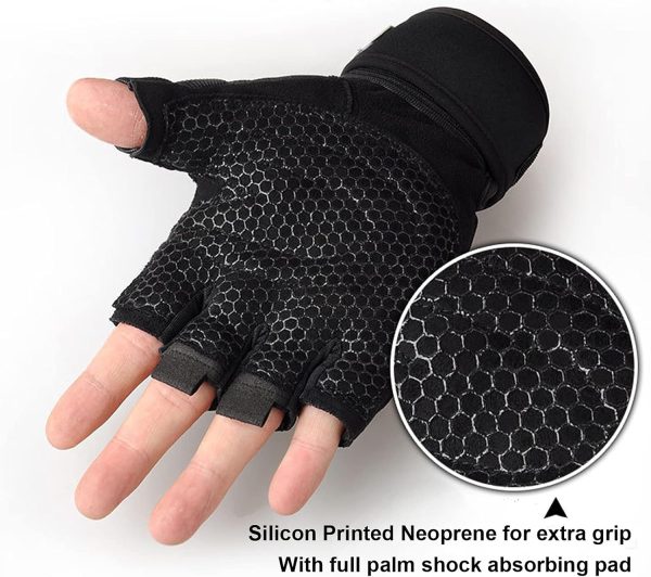 Workout Gloves, Gym Gloves for Men, Wrist Wraps Lifting Wrist Wraps Gloves for Working Out, Hand Out Gloves Fitness Gloves Full Palm Protection - Image 3
