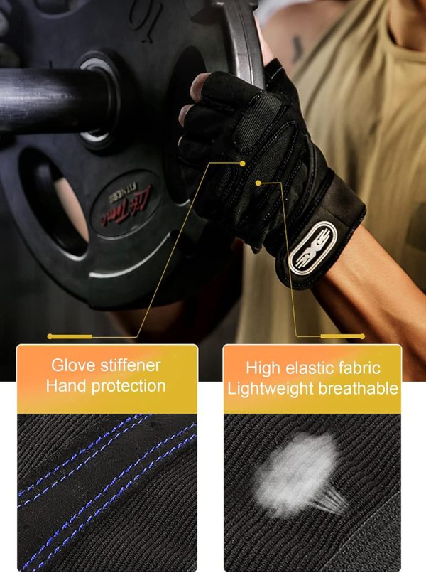 Workout Gloves, Gym Gloves for Men, Wrist Wraps Lifting Wrist Wraps Gloves for Working Out, Hand Out Gloves Fitness Gloves Full Palm Protection - Image 4