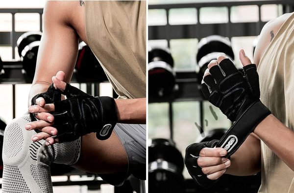 Workout Gloves, Gym Gloves for Men, Wrist Wraps Lifting Wrist Wraps Gloves for Working Out, Hand Out Gloves Fitness Gloves Full Palm Protection - Image 6